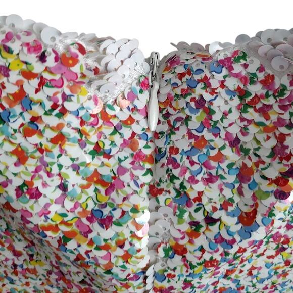 Endless Rose NEW Reversible Sequin White & Rainbow Confetti Mini Dress Large - Picture 11 of 16